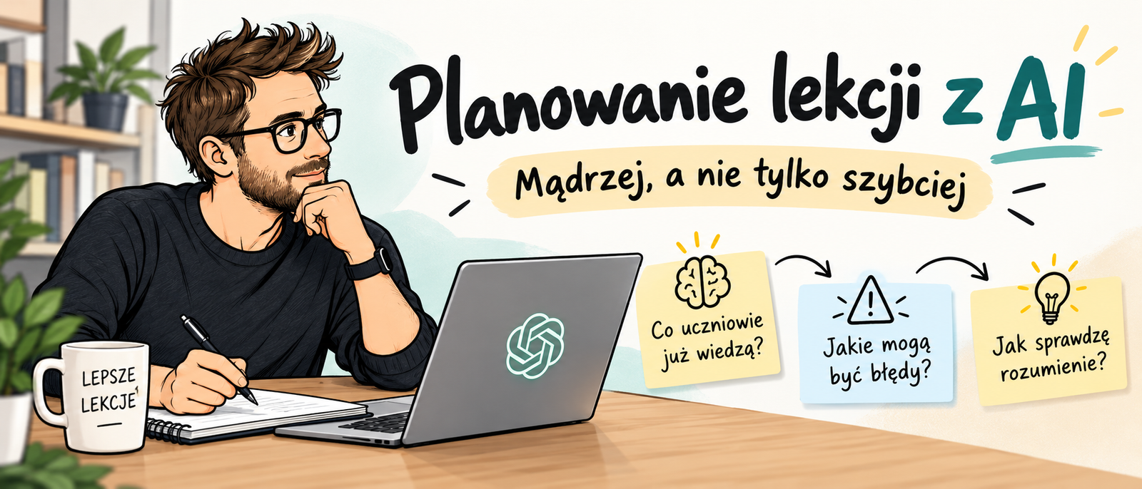 Planowanie lekcji z AI – mądrzej, a nie tylko szybciej. Co uczniowie już wiedzą? Jakie mogą popełniać błędy? Jak sprawdzić rozumienie?